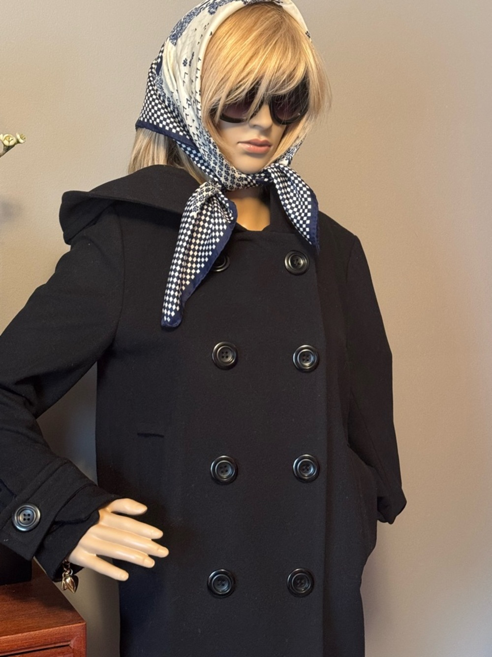 Tevrow +Chase Wool and Cashmere Black Double-Breasted Pea Coat - Women
